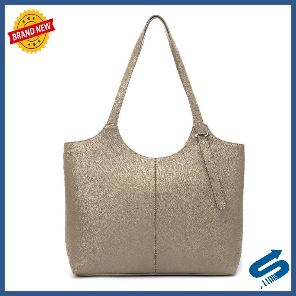 Genuine Leather Tote Bag With Adjustable Strap, 8.5l Capacity